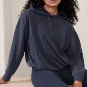 Athleta Navy  Hoodie Sweatshirt seas bubble hem